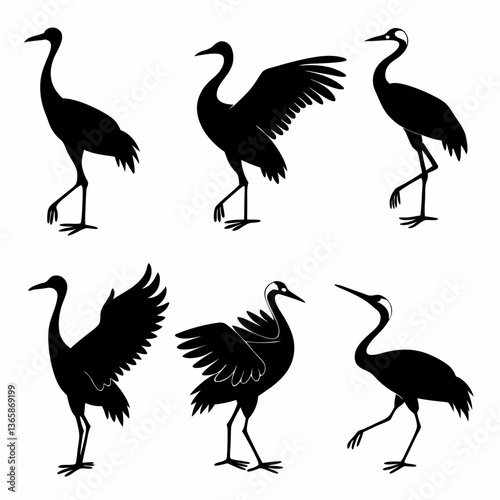 crane icon set black silhouette icon vector bundle