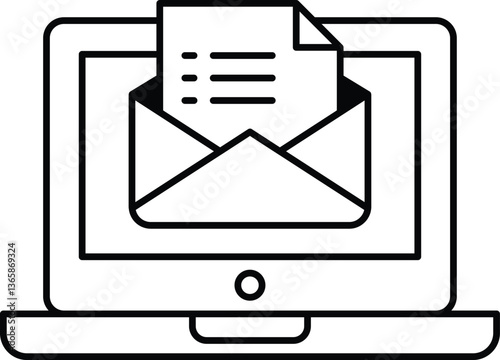 A laptop screen with an envelope on it