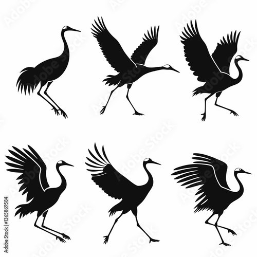 crane icon set black silhouette icon vector bundle