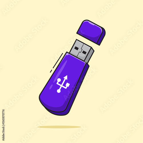 Usb flash drive computer technology tools icon or symbol illustration vector with cute shape inside