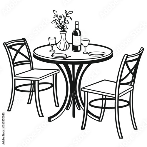 Dining table silhouette vector