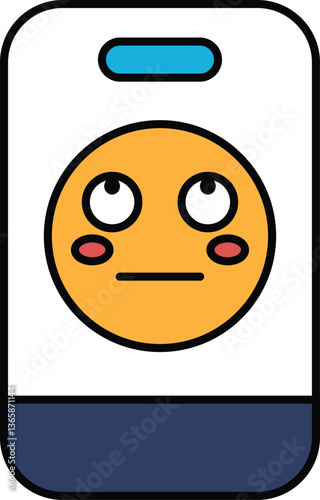 A cartoonish face with a frowning expression and a red dot on the cheek