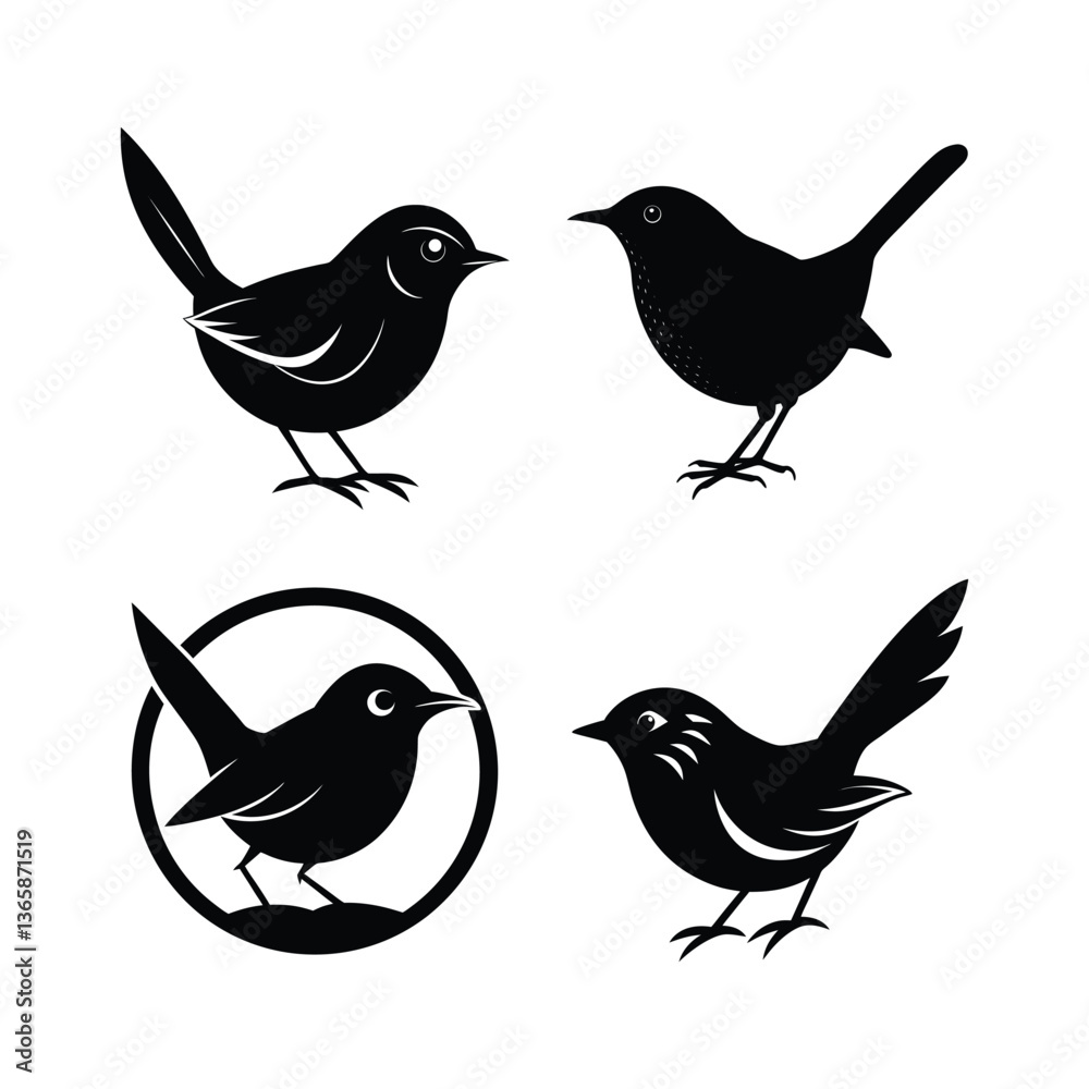 Set of shadow wren bird vector. Set of shadow wren bird vector.
