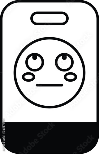 A black and white drawing of a face with a frowning expression