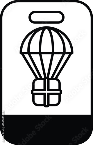 Wallpaper Mural A black and white image of a parachute with a box on top of it Torontodigital.ca