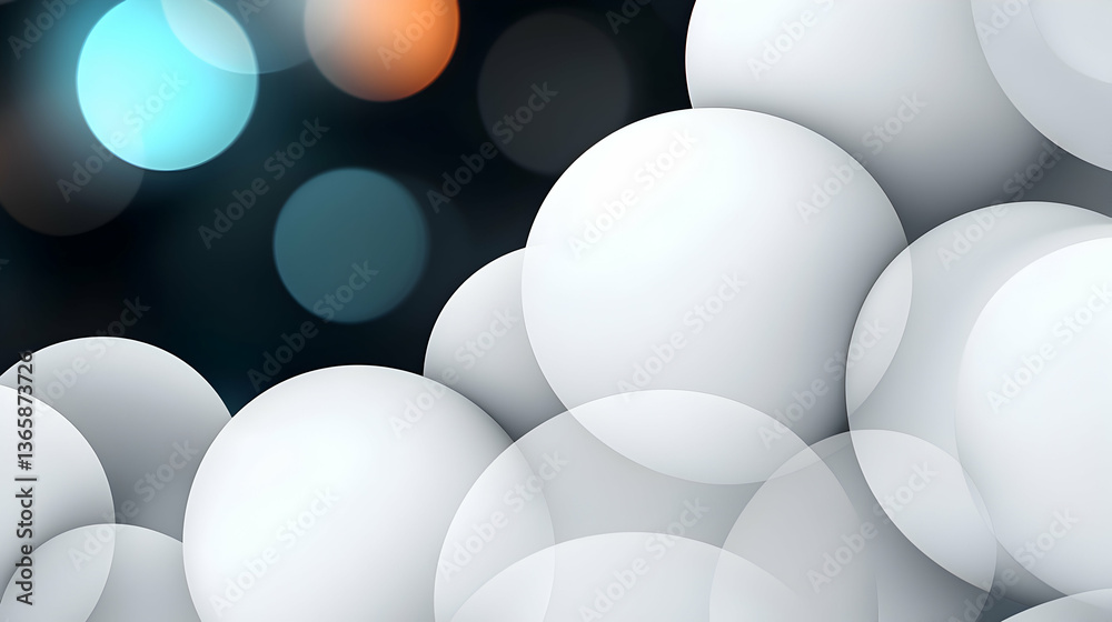 Abstract White and Grey Circles on Black Background with Bokeh Lights Abstract White and Grey Circles on Black Background with Bokeh Lights