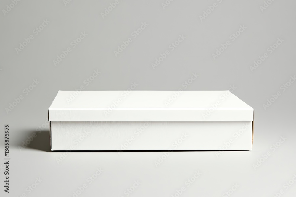 Realistic White Box Package Mockup with Lid and Gray Background Minimalist Style Realistic White Box Package Mockup with Lid and Gray Background Minimalist Style