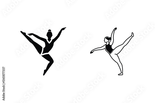Elegant Ballerina Silhouettes Dance, Grace, Posture, Flexibility, Art