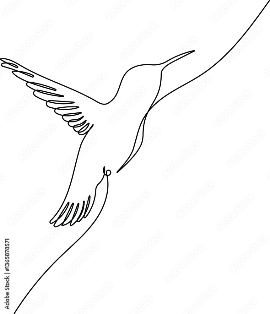 Obraz premium Hummingbird in continuous line art drawing style. Animal minimalist black linear sketch isolated on white background. Vector illustration