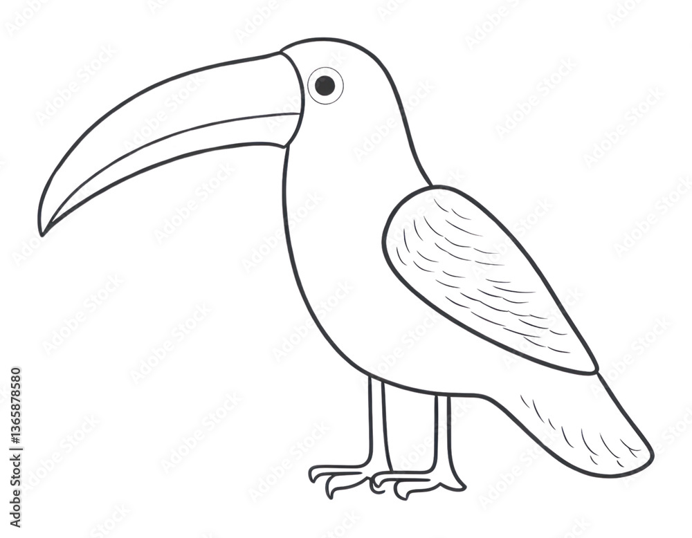 Fototapeta premium PNG Minimal illustration of toucan drawing sketch animal.