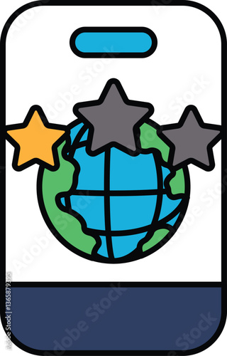 A phone case with a globe and three stars on it