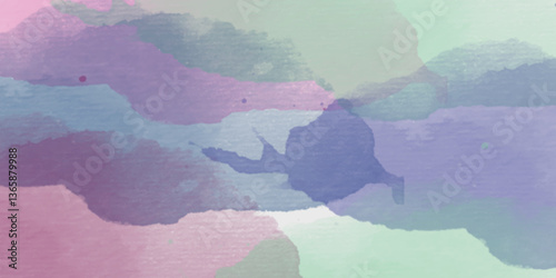 Abstract translucent multicolored watercolor background. Watercolor background. 3D illustration, 3D rendering. Colorful gradient ink colors wet effect hand drawn canvas background .