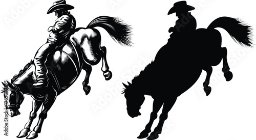 cowboy in a hat on a bucking bull