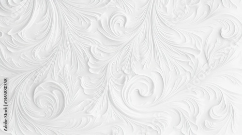 Ornate White Floral Embossed Pattern