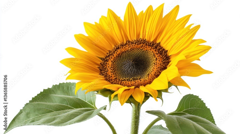 Obraz premium A bright yellow sunflower isolated on a white background, isolated and vibrant