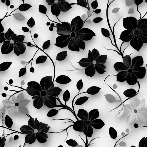 Monochrome paper flower pattern