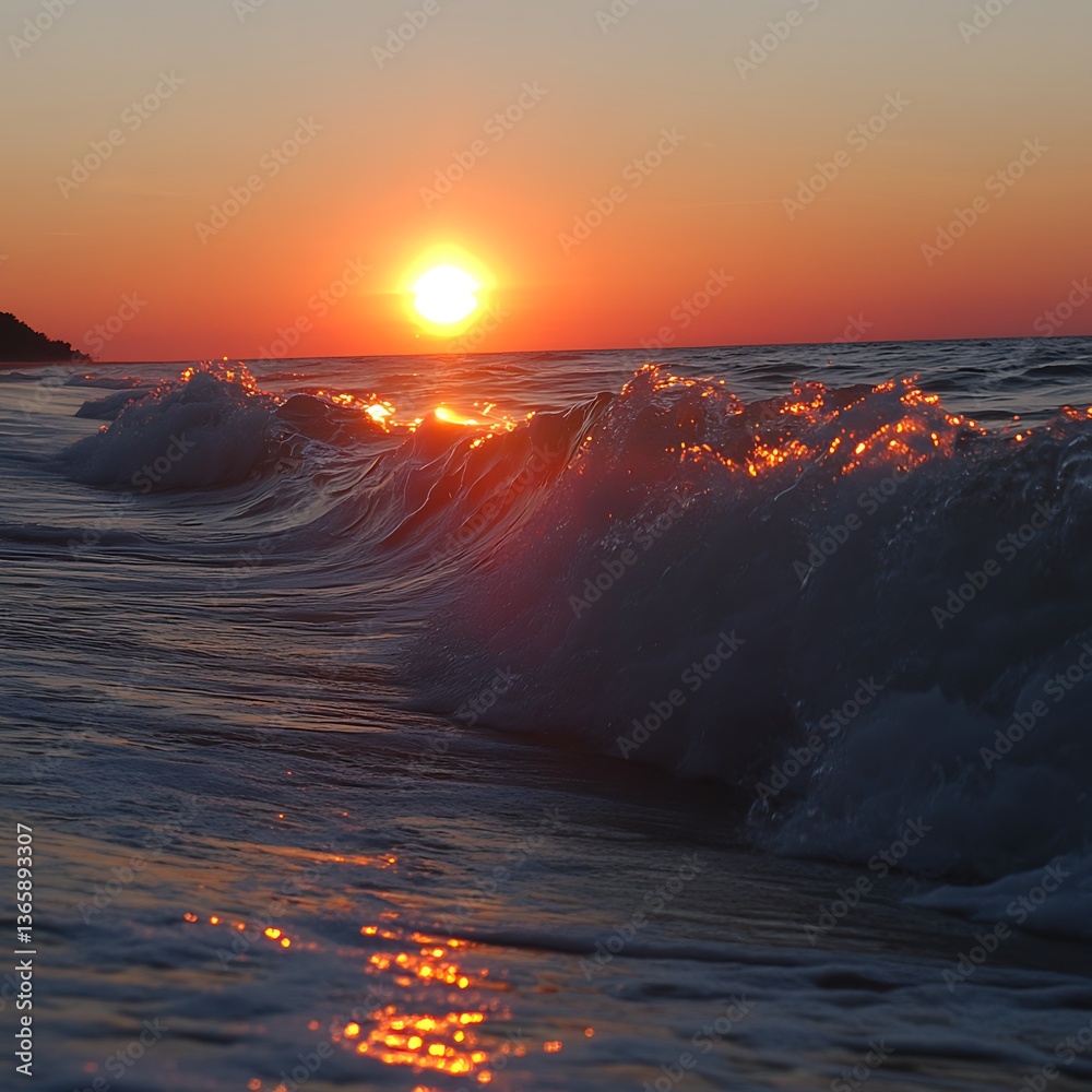 Naklejka premium Sunrise Beach Waves.