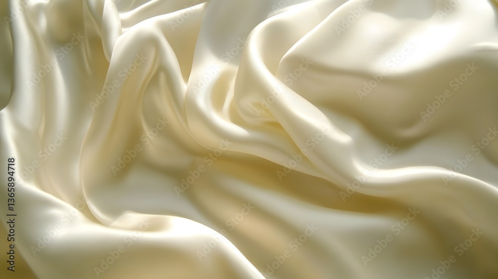 Elegant ivory silk fabric flowing with graceful soft folds Elegant ivory silk fabric flowing with graceful soft folds