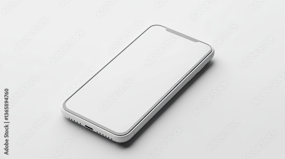 A modern white smartphone with a blank screen, isolated on a white background A modern white smartphone with a blank screen, isolated on a white background