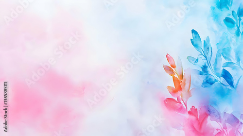 Abstract Watercolor Floral Background With Pastel Colors