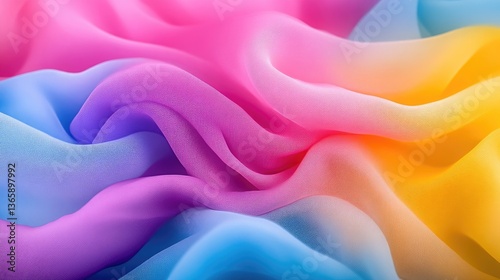 Vibrant, flowing fabric with a rainbow ombre effect.  Soft, sheer, and draping material