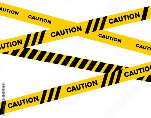 Danger, caution and warning tapes. Black and yellow police stripe border. Crime scene. vector illustration. photo