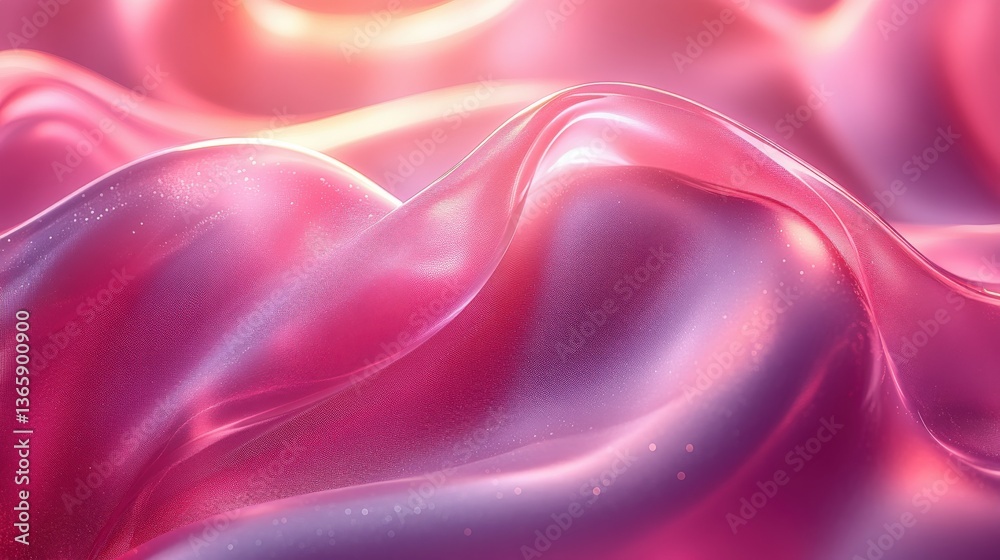Fototapeta premium Soft Glowing Pink Fabric Waves in Dreamy Light and Texture