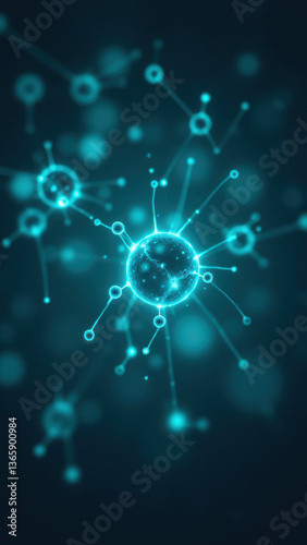 Magnesium Glycinate molecule visualized with a blue glow on its bonds and surrounding atoms.