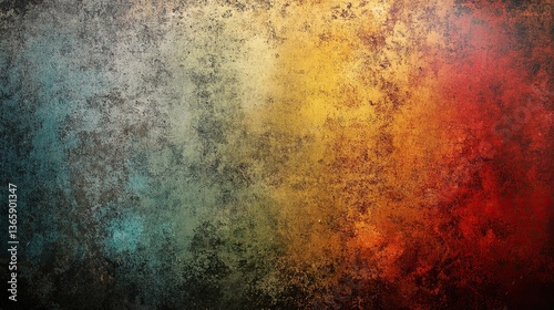 Vibrant Grunge Art Wall with Gradient Lighting, Abstract and Textured Design
