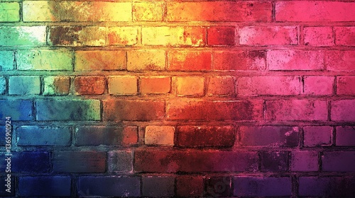Vibrant Grunge Art Wall with Gradient Lighting, Abstract and Textured Design
