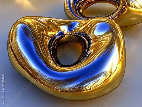 Golden shapes reflect light and colors beautifully in artistic design
