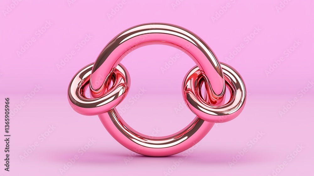 Fototapeta premium Rose Gold Interconnected Circles Abstract 3D Render