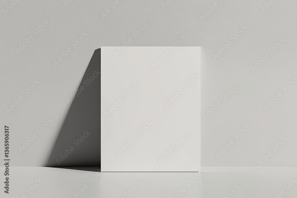 White Canvas Standing Against Wall Minimalist Neutral Mockup, Gentle Shadows Accent Design White Canvas Standing Against Wall Minimalist Neutral Mockup, Gentle Shadows Accent Design