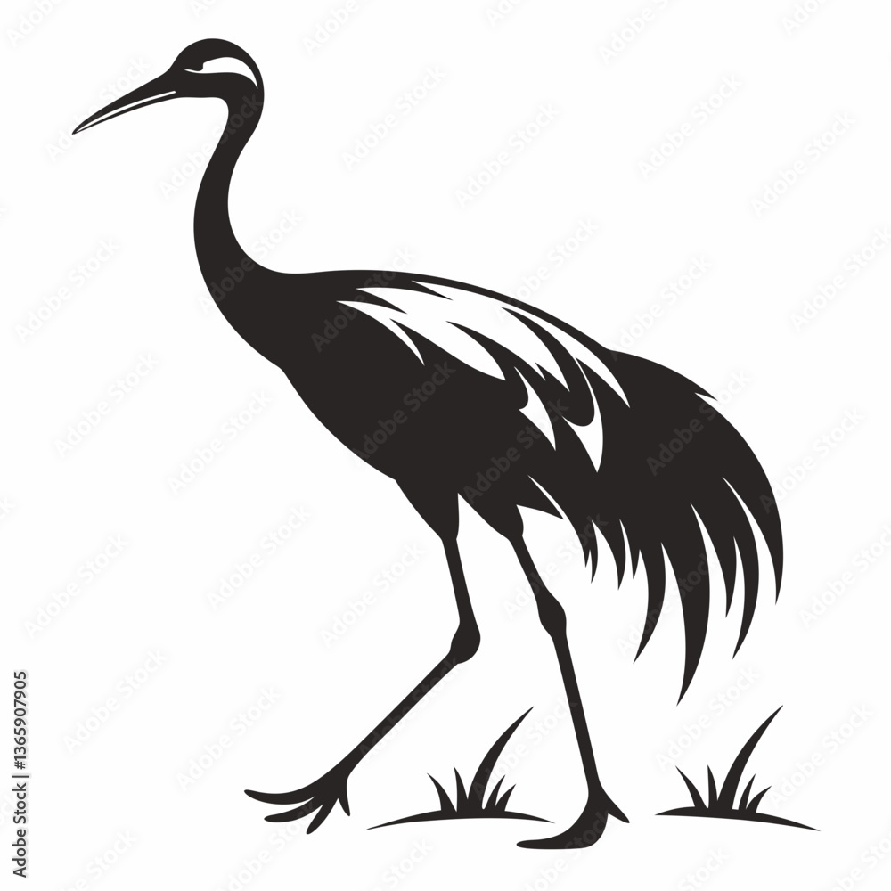 Obraz premium Crane silhouette black vector
