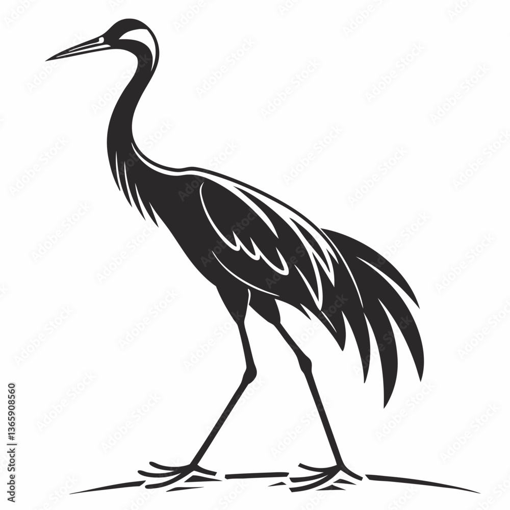 Obraz premium Crane silhouette black vector