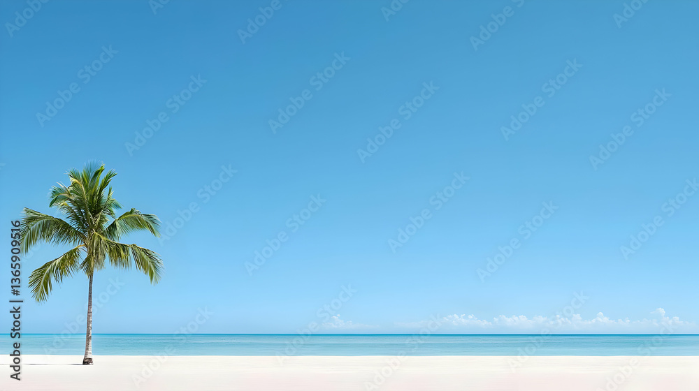 Solitary Palm Tree On Tropical Beach Solitary Palm Tree On Tropical Beach