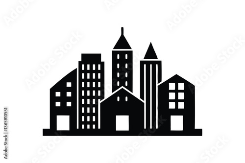 Buildings icon logo on white background