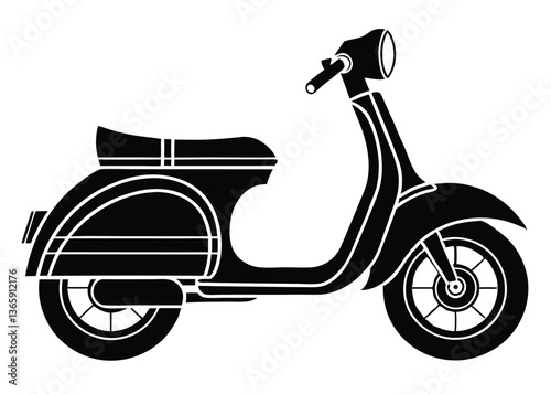 vintage scooter vector illustration, Scooter Shilutte icon, Scooter vector design.