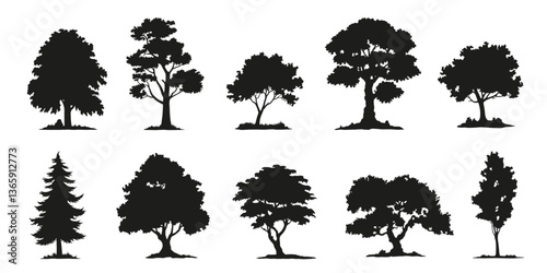 tree silhouettes on white background volume 1