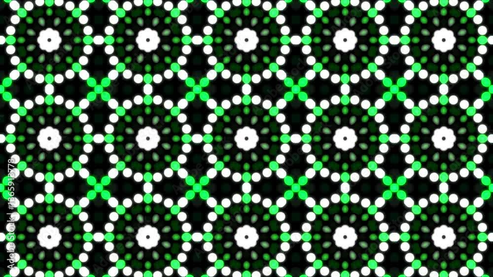 Beautiful charming white green twinkling light background 3D animated flower pattern
