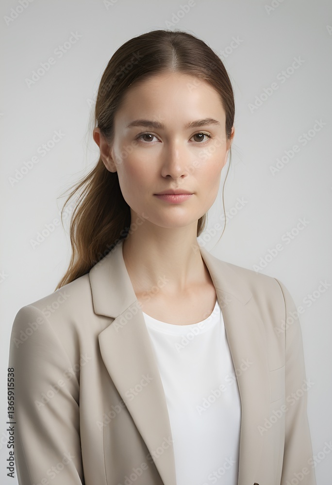 Elegant Portrait of a New Zealand Woman in Modern Fashion with Direct Gaze and Soft Lighting