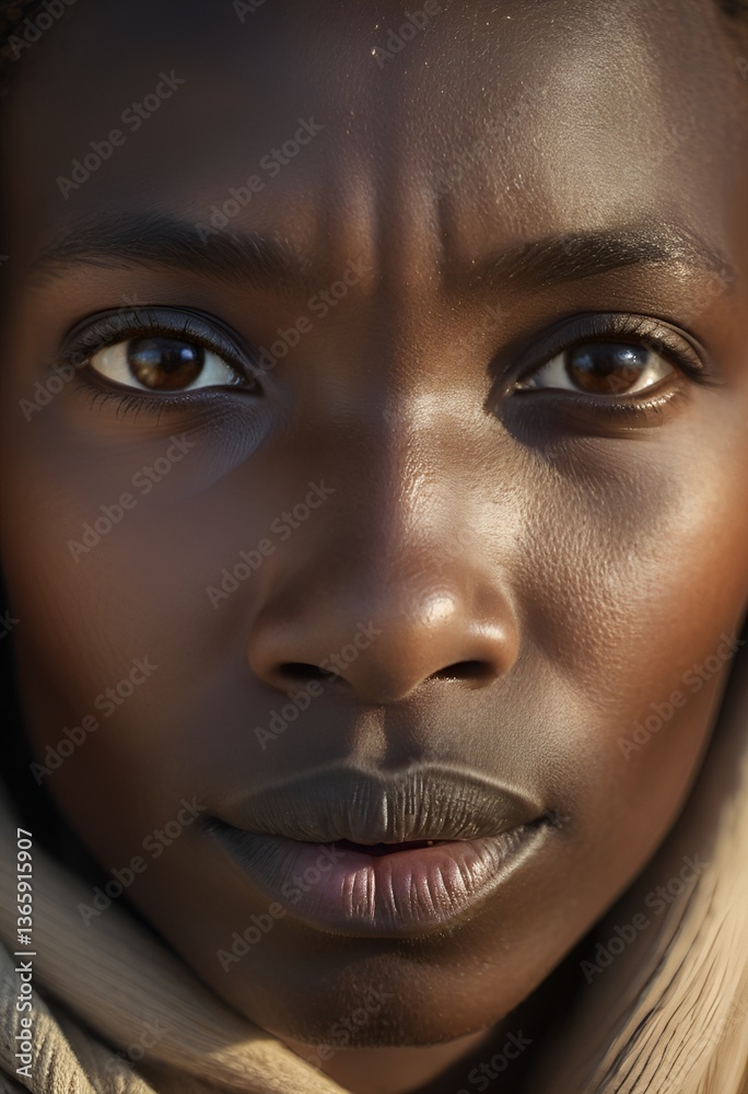 Intimate Portrait of a Thoughtful Kenyan with Expressive Eyes in Soft Lighting Intimate Portrait of a Thoughtful Kenyan with Expressive Eyes in Soft Lighting