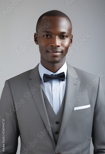 Obraz na płótnie Confident Kenyan Professional in Business Attire, Sharp Focus with Natural Lighting on Clean Backdrop w salonie