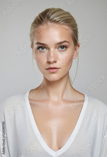 Contemporary Minimalist Portrait of a Young Swedish Woman in Soft Natural Light