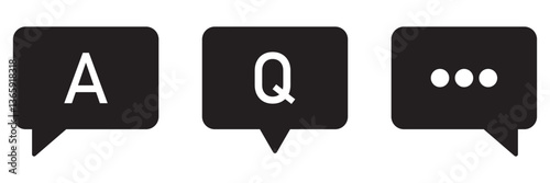 Questions and answers or Q&A speech bubbles Line art icon for apps and websites design eps 10