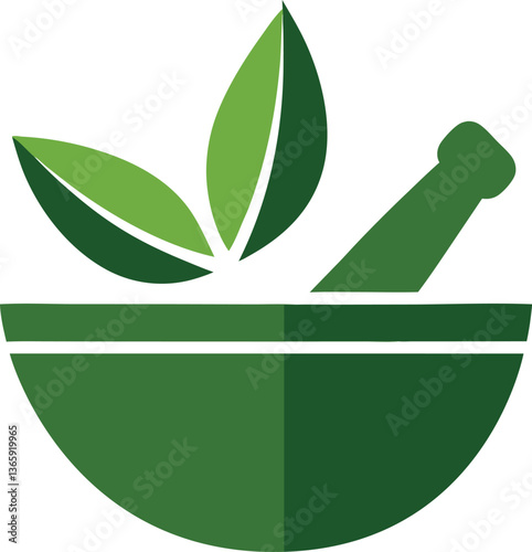 Green Herbal Mortar and Pestle Logo