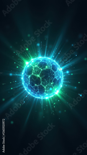 Wallpaper Mural Magnesium glycinate visual representation with glowing lines and sphere for nutritional supplement advertising. Torontodigital.ca