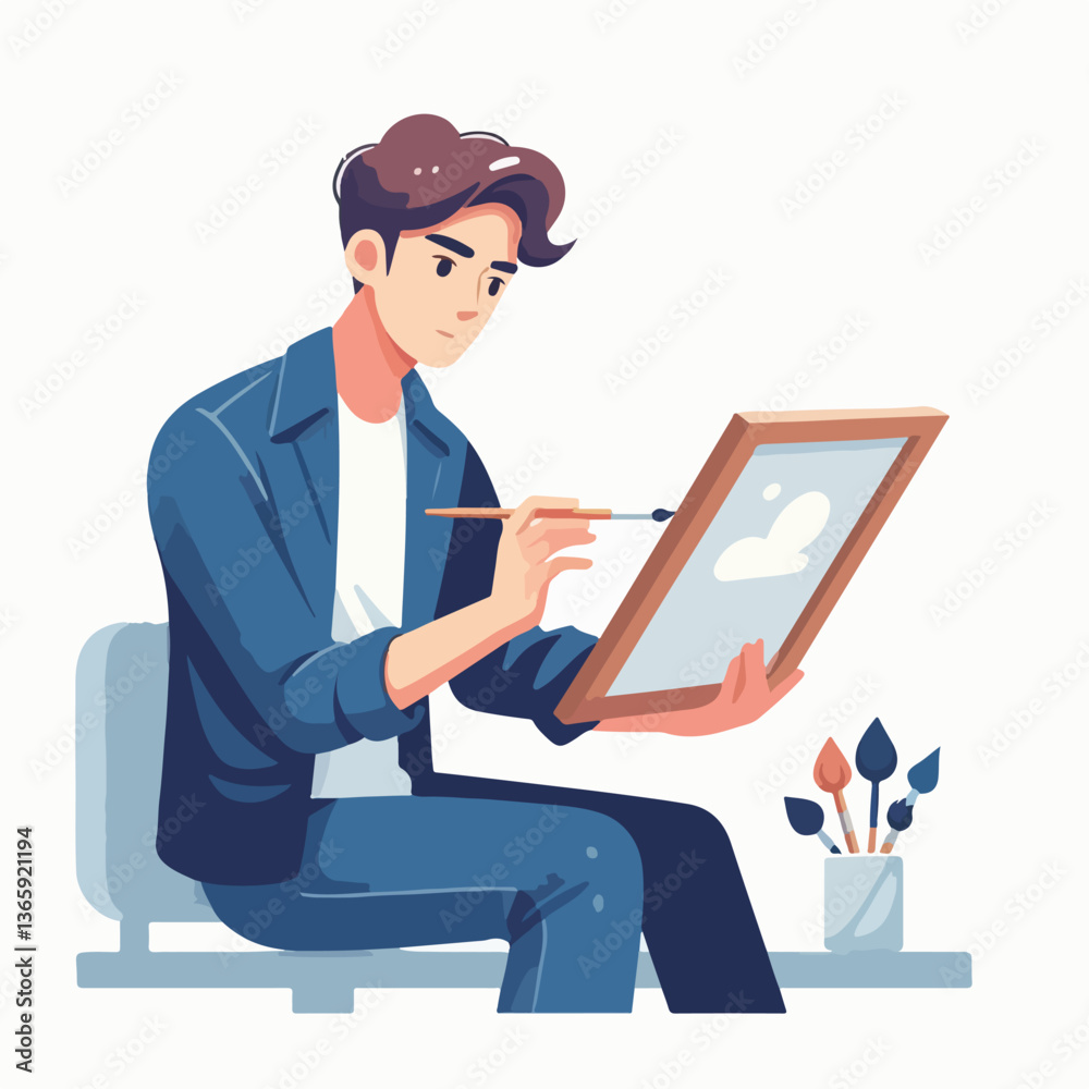 vector character people are painting art vector character people are painting art