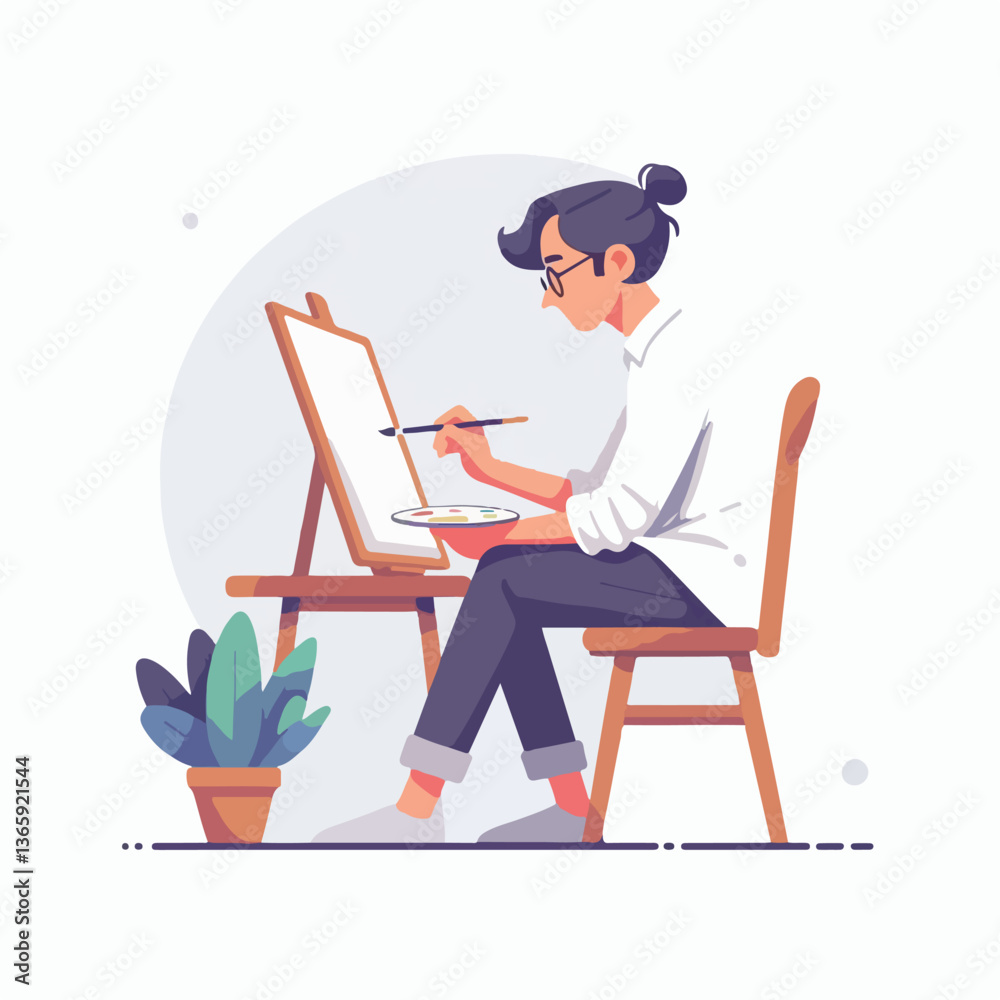 Fototapeta premium vector character people are painting art