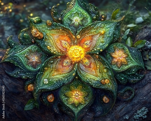 Wallpaper Mural Detailed close up of a beautiful illuminated decorative flower Torontodigital.ca